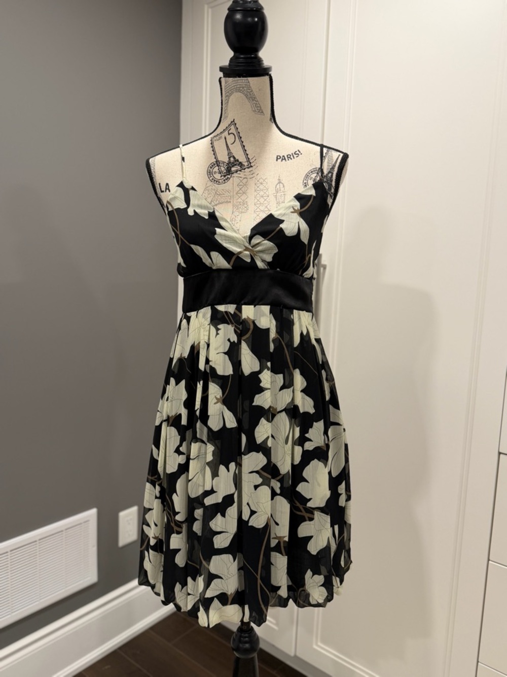 Costa Blanca Black Dress with Cream Floral Print